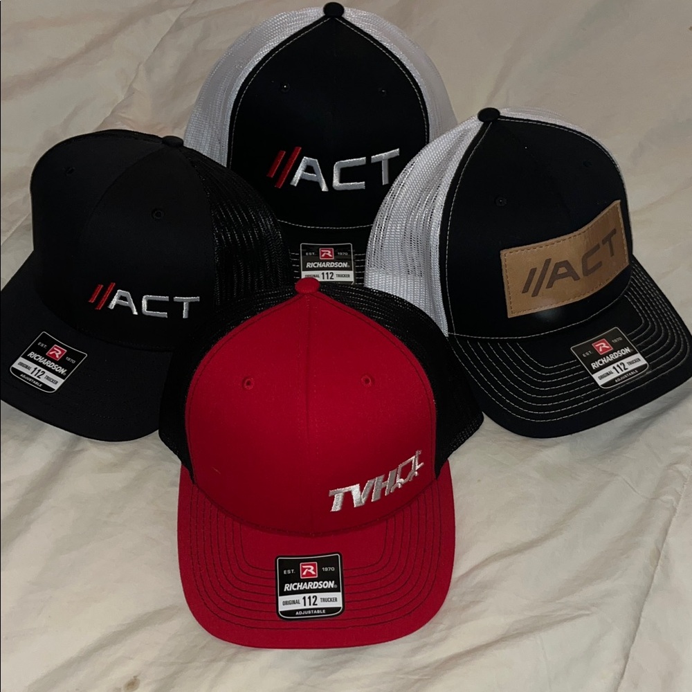 Lot of NEW Richardson 112 Original Trucker Hats (4) Adjustable with ACT Logo